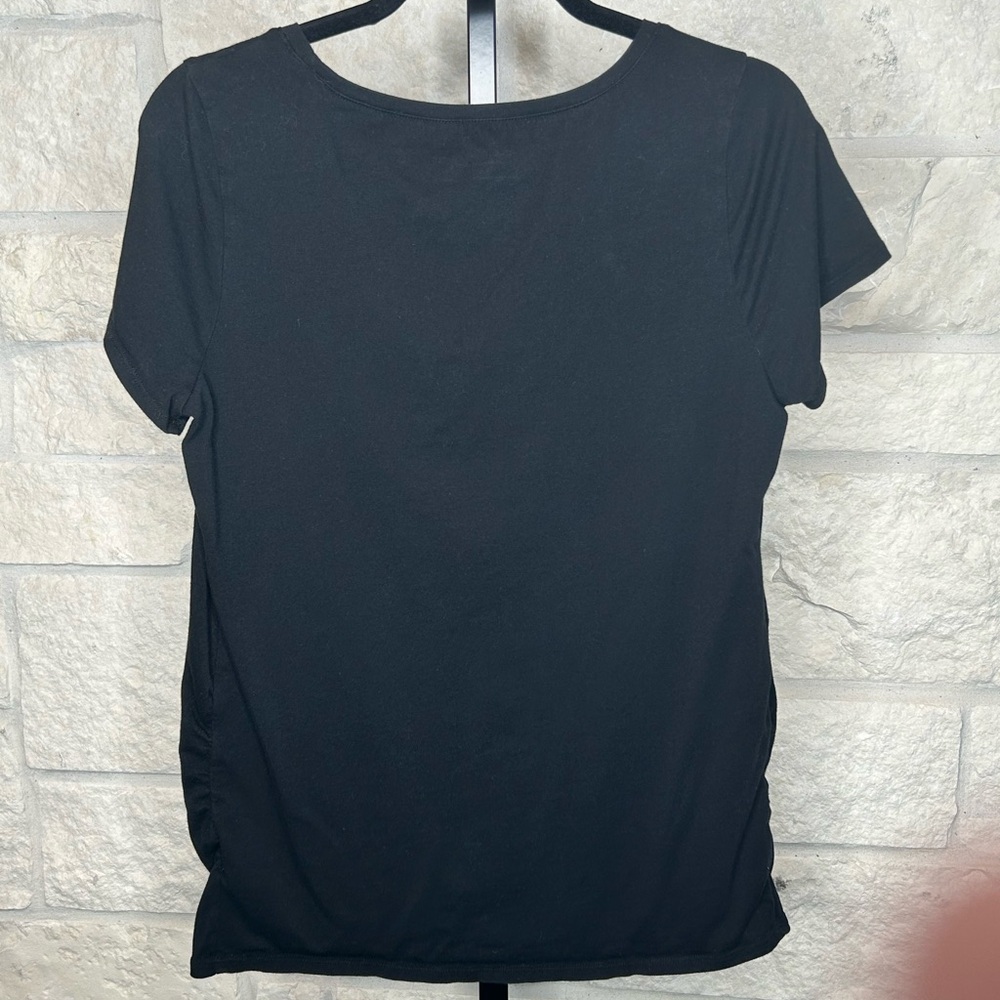 Bumpstart Maternity T Shirt Size Large Black Short Sleeves - Picture 3 of 4